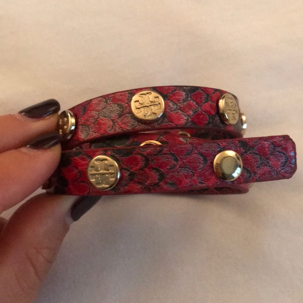 Tory Burch Women’s Double-Wrap Bracelet, Red Snake